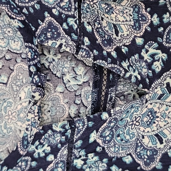 American Eagle Outfitters Blue Print Peasant Style Mini Dress M - Picture 6 of 15